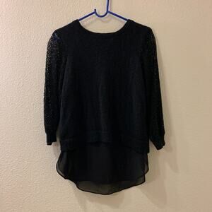 LUCKY BRAND - Linen Cotton Split Back Sweater